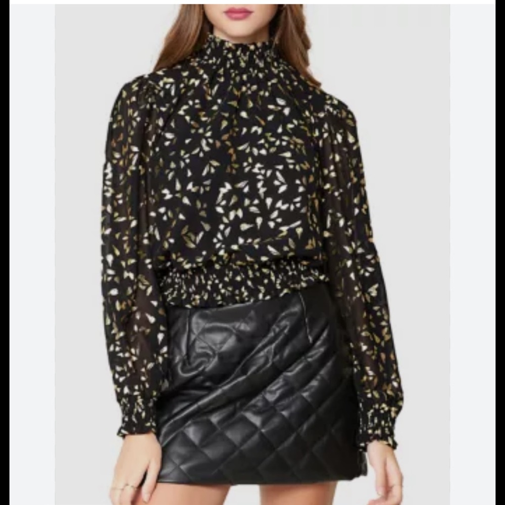 LOST & WANDER All That Glitters Black and Gold Women's Blouse Top from Aritzia